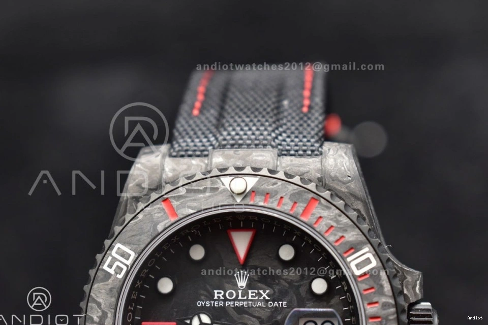 Nylon VSF Carbon Submariner VS3135 Edition Dial Best Black DIW on Red 1:1 Black Strap 0208